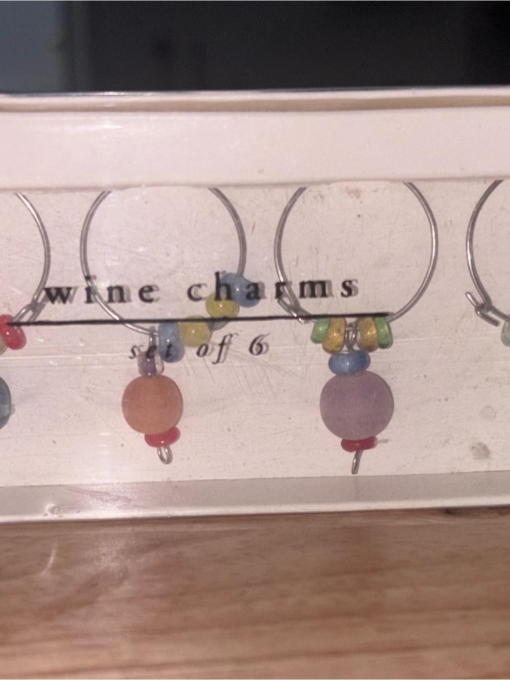Pier 1 Pastel Beaded Wine Charms in Pink, Lavender, Blue, Green, Yellow, Peach